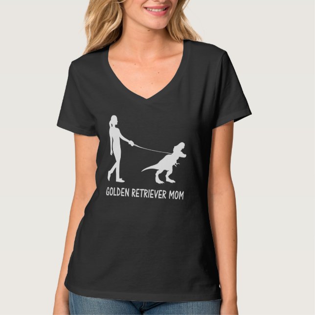 Golden Retriever Mom Dog Mama Dinosaur Women Mothe T-Shirt (Front)