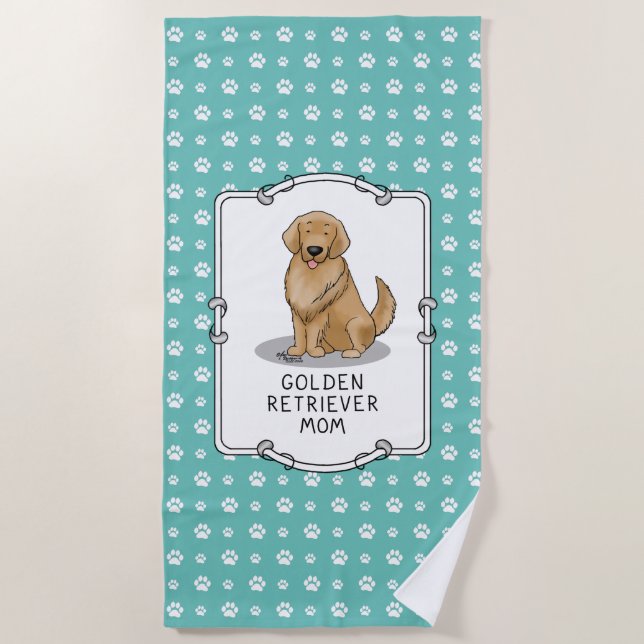 Golden Retriever Mom - Dog Mom Beach Towel (Front)