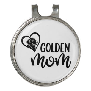 Golden Retriever Mom - Elegant Heart Silhouette Ty Golf Hat Clip