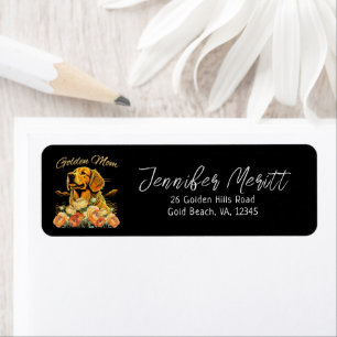 Golden Retriever Mom Floral Boho Chic Dog Portrait Label