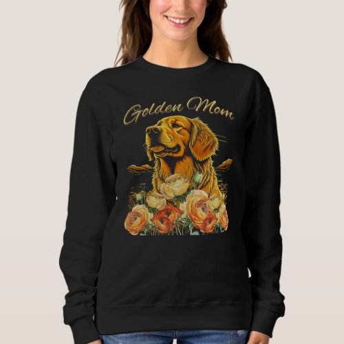 Golden Retriever Mom Floral Boho Chic Dog Portrait Sweatshirt