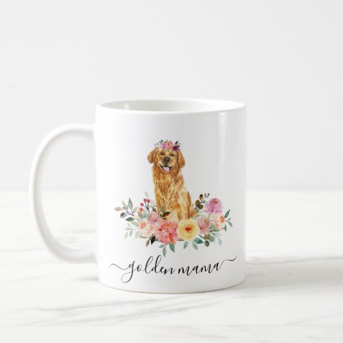 Golden Retriever Mom Floral  Coffee Mug