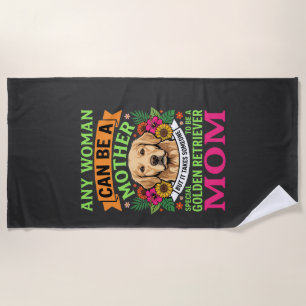 Golden Retriever Mom Floral Dog Lover Beach Towel
