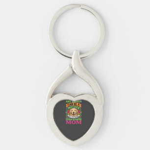 Golden Retriever Mom Floral Dog Lover Keychain