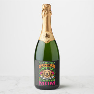 Golden Retriever Mom Floral Dog Lover Sparkling Wine Label