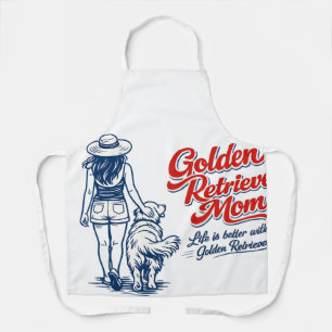 Golden Retriever Mom Kitchen Apron - Retro Dog Lov