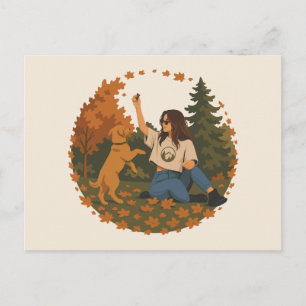 Golden Retriever Mom Life Autumn Adventure Postcard