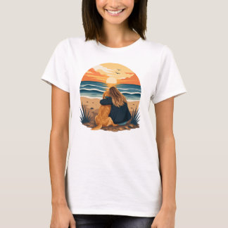 Golden Retriever Mom Life Beach Sunset T-Shirt
