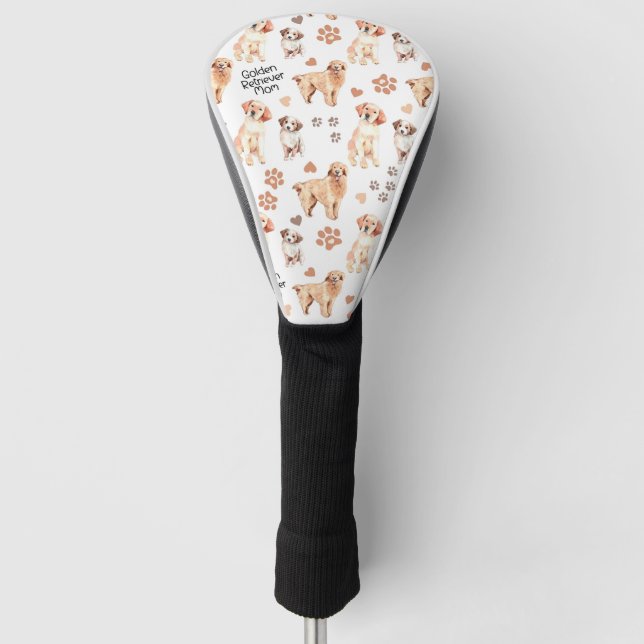 Golden Retriever Mom Pattern Golf Head Cover (Front)