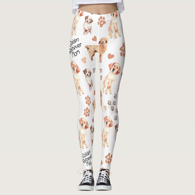 Golden Retriever Mom Pattern Leggings (Front)
