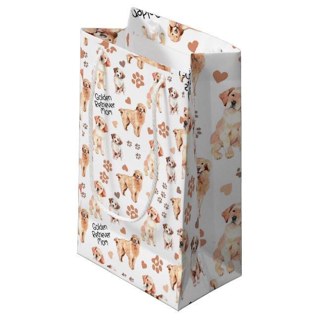 Golden Retriever Mom Pattern Small Gift Bag (Front Angled)
