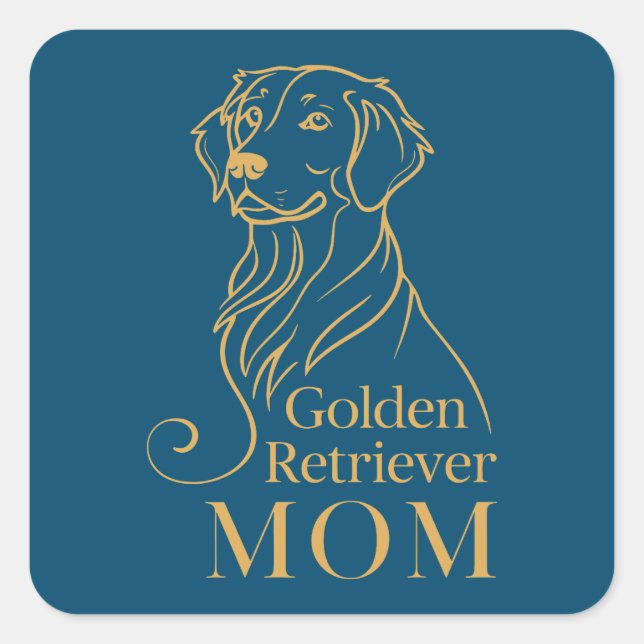 Golden Retriever Mom Square Sticker (Front)
