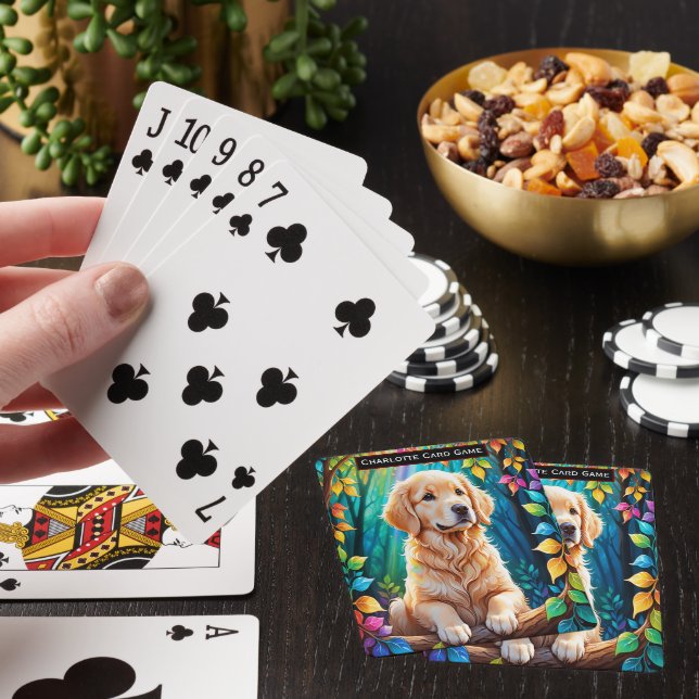 Golden Retriever Monogram kids Old Maid Game Poker Cards (In Situ)