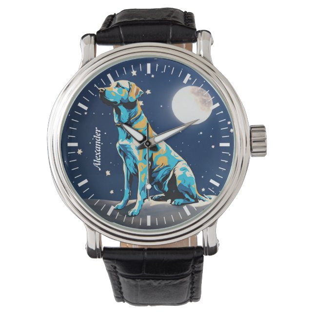 Golden Retriever Moonlit WatchA Timeless Timepiece Watch (Front)
