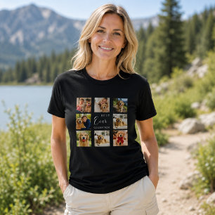 Golden Retriever Mother Mom photo collage black T-Shirt
