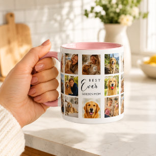 Golden Retriever mother mom photo collage pink Mug