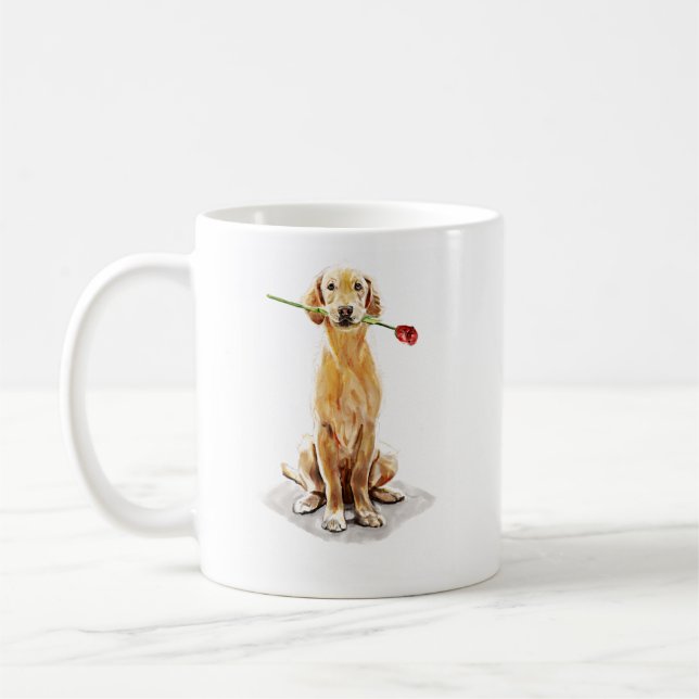 Golden Retriever Mug – Hand Drawn Dog Coffee Mug (Left)