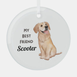 Golden Retriever My Best Friend Custom Name   Glass Ornament