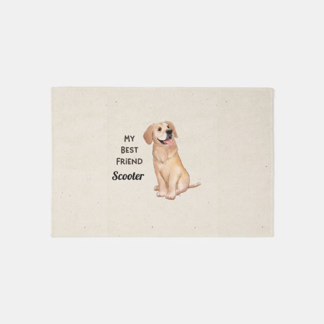 Golden Retriever My Best Friend Custom Name Outdoor Rug (Front)