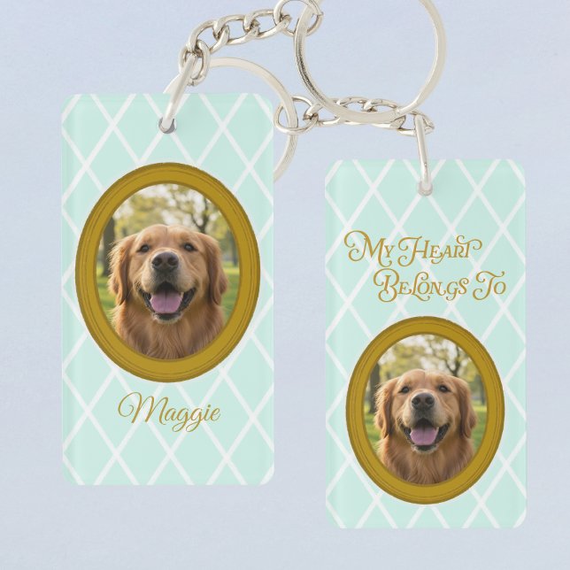 Golden Retriever  My Heart Belongs To Custom Photo Keychain (Creator Uploaded)