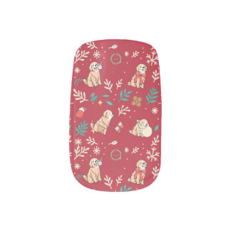 Golden Retriever Nail Wraps Christmas Cute Kawaii
