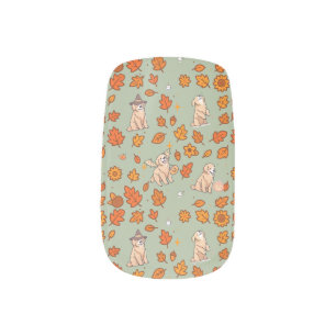 Golden Retriever Nail Wraps Cute Halloween Floral