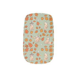 Golden Retriever Nail Wraps Cute Halloween Floral