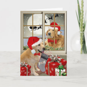 Golden Retriever "Naughty Or Nice Christmas Cards" Holiday Card