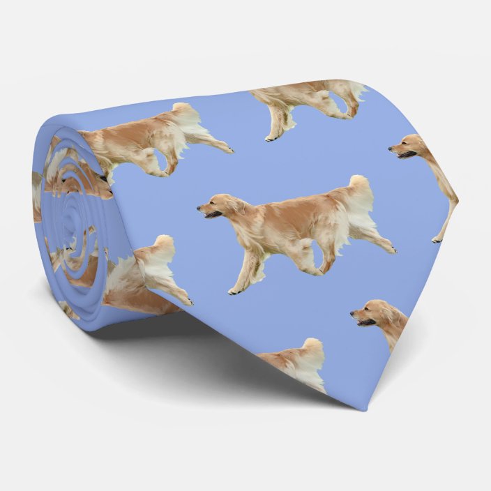 Golden Retriever Neck Tie Light Blue | Zazzle