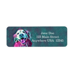 Golden Retriever Neon Colors Custom Name Label
