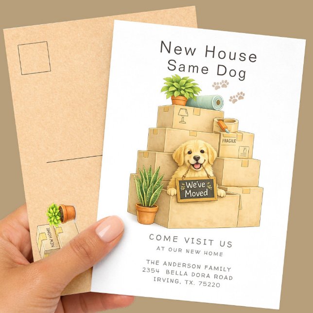 Golden Retriever New House Same Dog Moving  Postcard (Creator Uploaded)