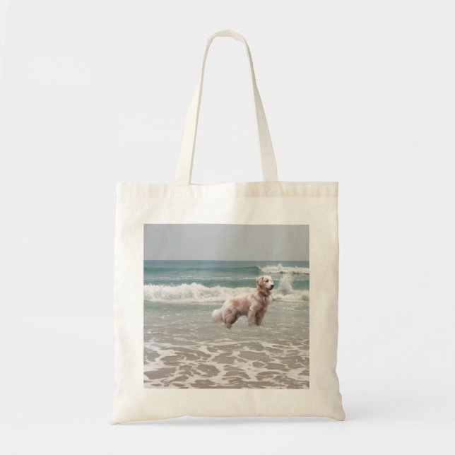 Golden Retriever Ocean In Motion Tote Bag (Front)