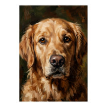 Golden Retriever Oil Painting Poster | Soulful Dog