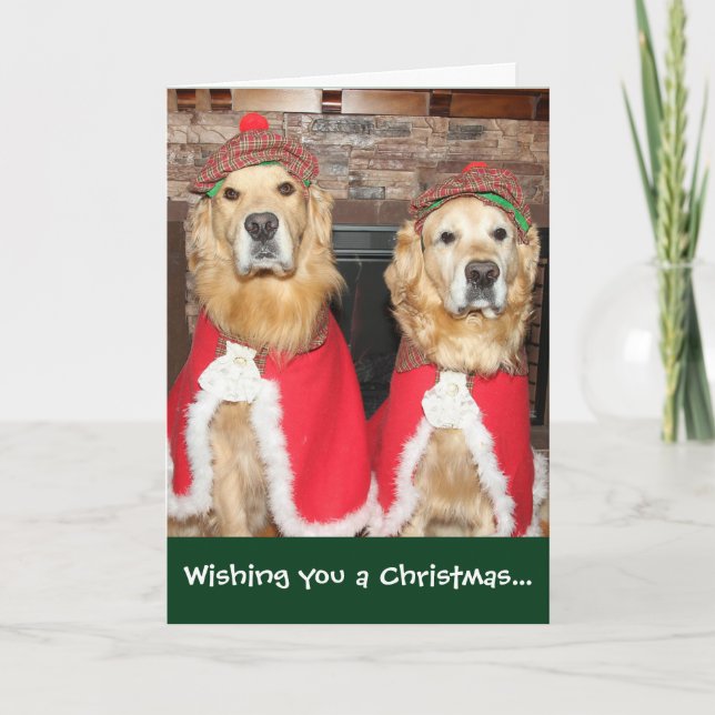 Golden Retriever Old Fashioned Christmas Holiday Card (Front)