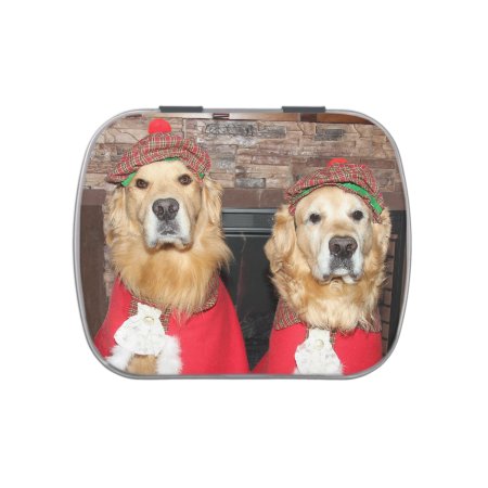 Golden Retriever Old Fashioned Christmas Jelly Belly Tin