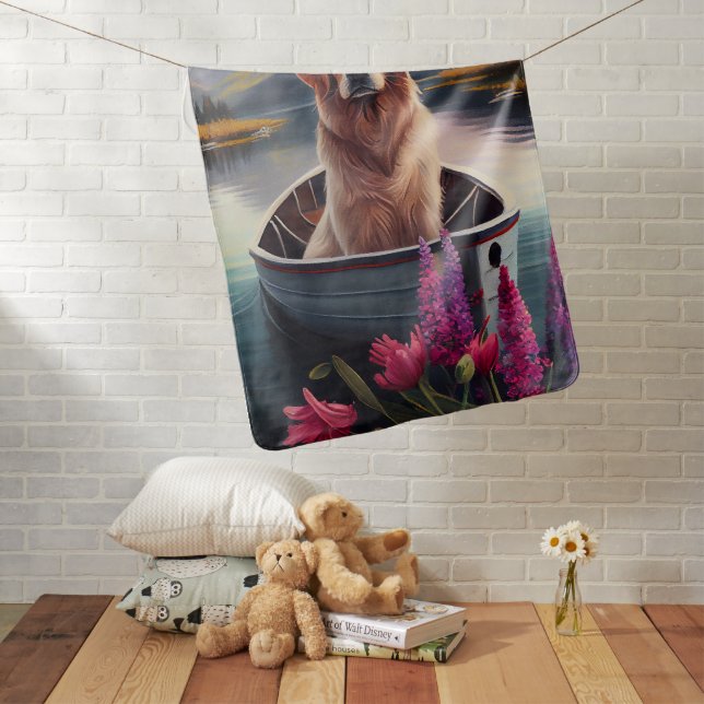 Golden Retriever on a Paddle: A Scenic Adventure Baby Blanket (In Situ)