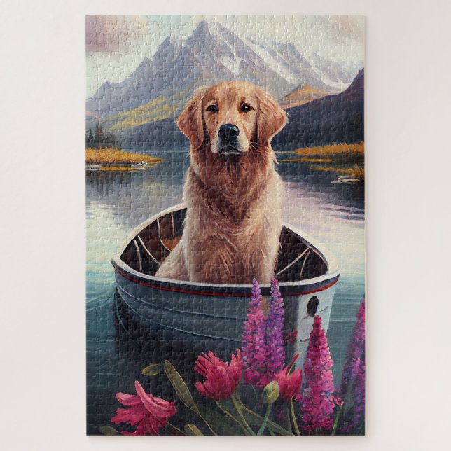 Golden Retriever on a Paddle: A Scenic Adventure Jigsaw Puzzle (Vertical)
