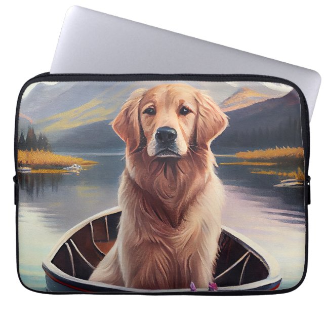 Golden Retriever on a Paddle: A Scenic Adventure Laptop Sleeve (Front)