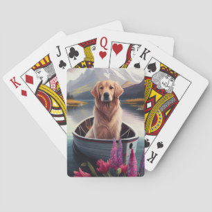 Golden Retriever on a Paddle: A Scenic Adventure Poker Cards