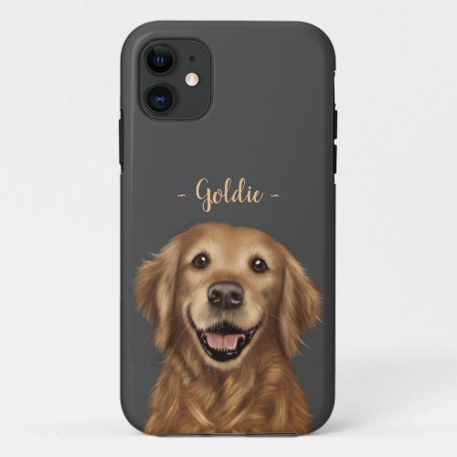 Golden Retriever on Charcoal Case_Mate iPhone Case