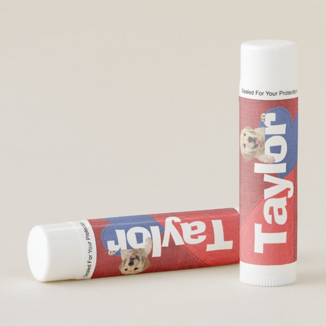 Golden Retriever On Denim Lip Balm (Front)