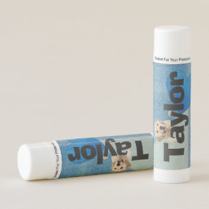 Golden Retriever On Denim Lip Balm