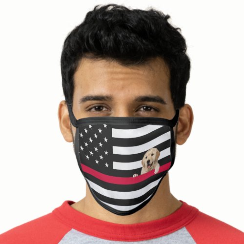 Golden Retriever on Firefighter flag Face Mask