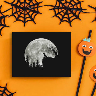 Golden Retriever On Mountain Spooky Halloween Moon Postcard