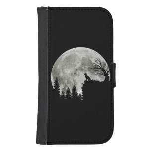 Golden Retriever On Mountain Spooky Halloween Moon Galaxy S4 Wallet Case