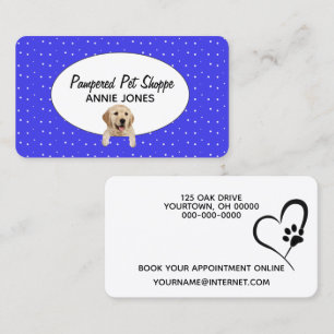Golden Retriever on Polka Dots for Pet Grooming Business Card