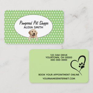 Golden Retriever on Polka Dots for Pet Grooming Business Card