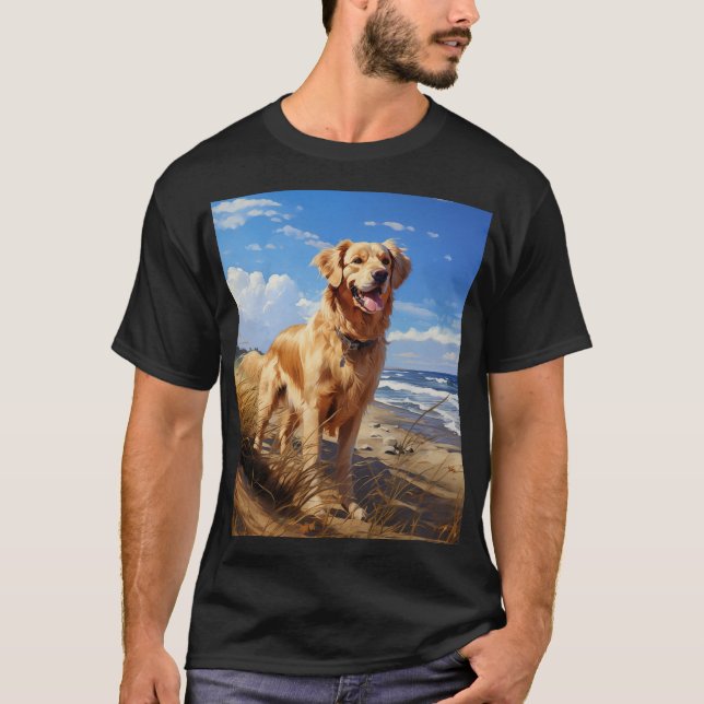 Golden retriever on the beach T-Shirt (Front)