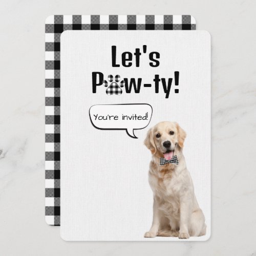 Golden Retriever On White Party Invitation