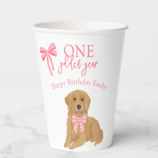 Golden Retriever One Golden Year Birthday Party Paper Cups